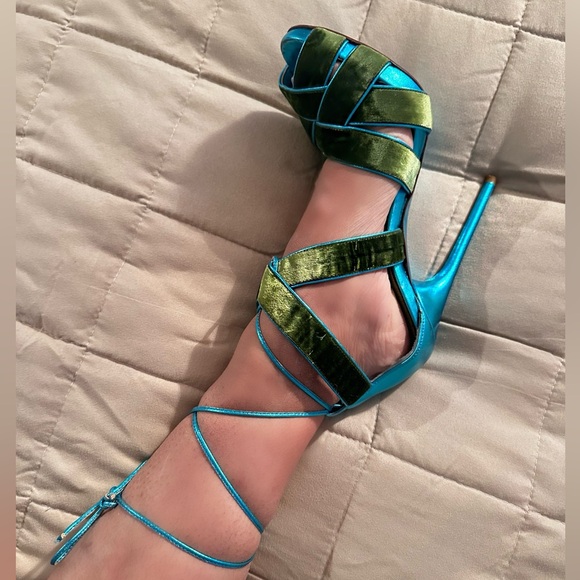 Tom Ford Shoes - TOM FORD VELVET GREEN Heels